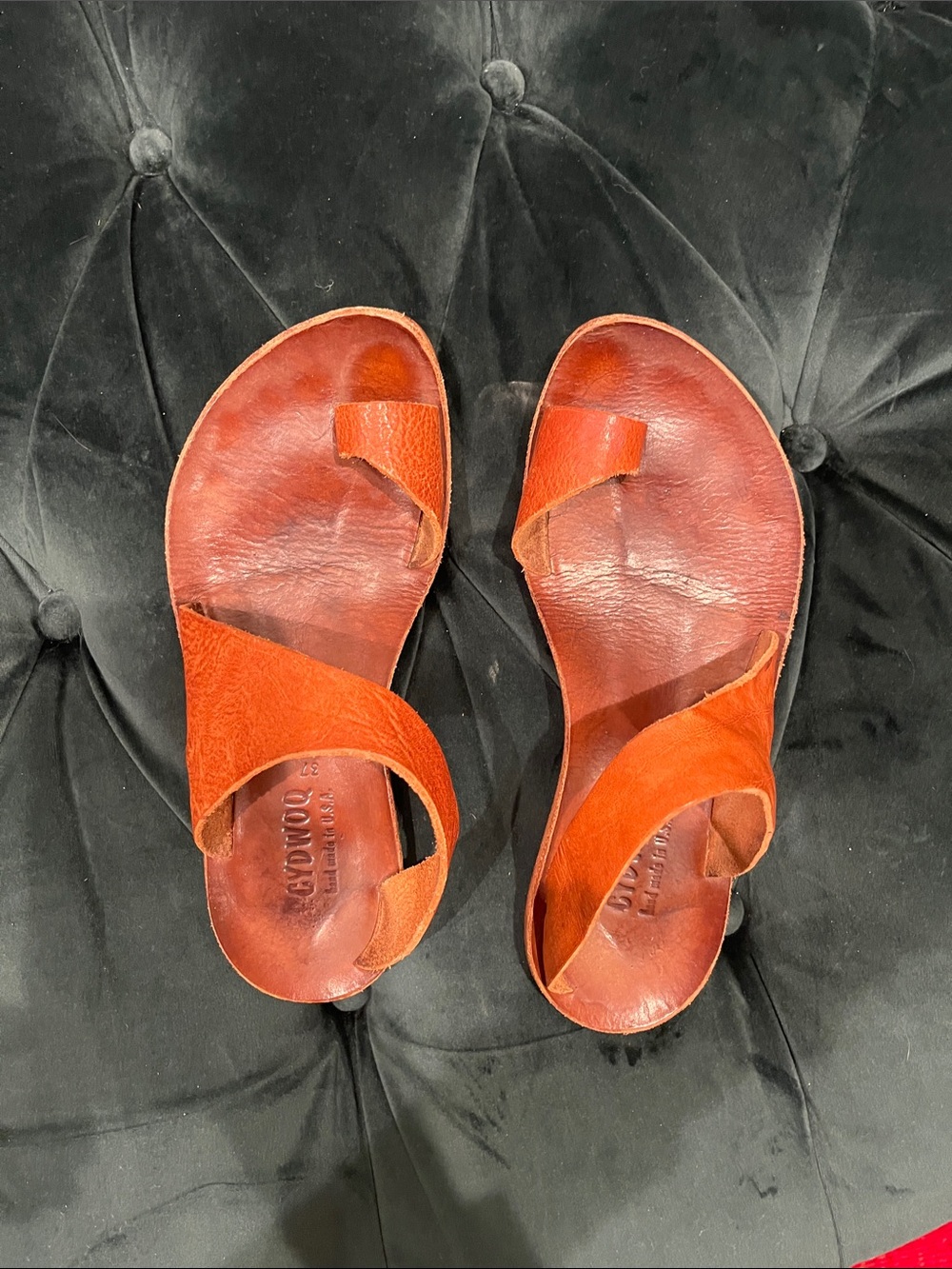 Quiet Luxury Handcrafted Cydwoq Burnt Orange Leather Women’s Toe-Loop Sandals